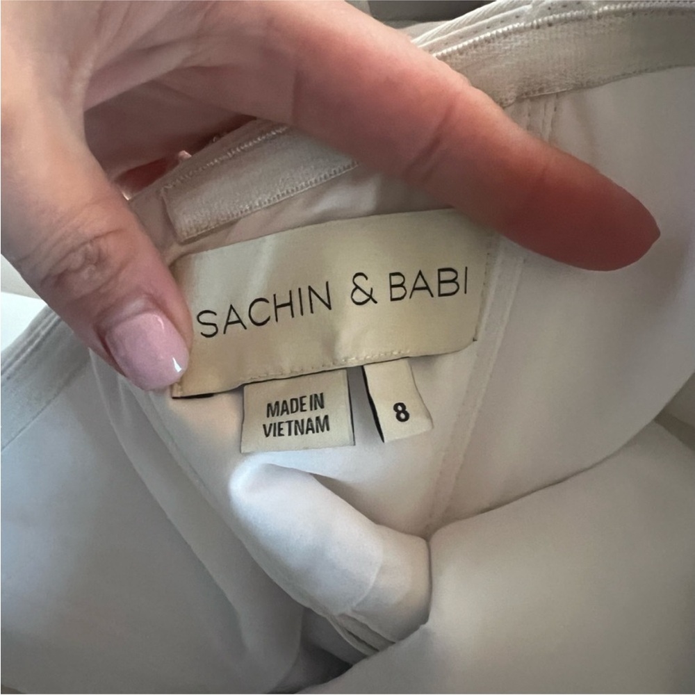 Sachin + Babi White Strapless Mini Dress with Oversized Bow - Picture 4 of 7